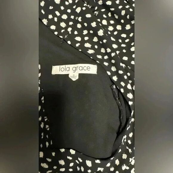 Lola Grace Black Polka Dot Dress | Long Sleeve Midi |Feminine Flowy A-Line Small - Picture 4 of 5